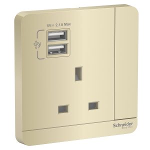 AvatarOn Single Power Socket with 2 USB port (E8315USB_WG_C5)