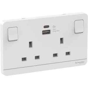 AvatarOn Double Power Socket with USB-A + USB-C (E83T25ACUSB_WE_G12)